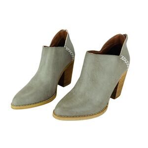 Mi.iM Paradise Women Gray Bootie Size 5.5 Faux Leather Cuban Heel Ankle Boot New